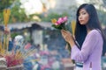 Vietnamese woman praying at temple Royalty Free Stock Photo