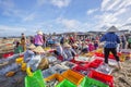 Vietnamese woman working on the beach at Long Hai fish market Royalty Free Stock Photo