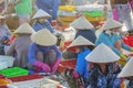 Vietnamese woman working at Long Hai fish market Royalty Free Stock Photo