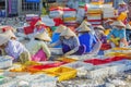 Vietnamese woman working at Long Hai fish market Royalty Free Stock Photo