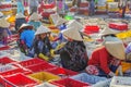 Vietnamese woman working at Long Hai fish market Royalty Free Stock Photo