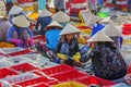 Vietnamese woman working at Long Hai fish market Royalty Free Stock Photo