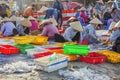 Vietnamese woman working at Long Hai fish market Royalty Free Stock Photo