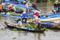 Vietnamese women in Nga Nam floating market Royalty Free Stock Photo