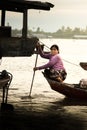 Vietnamvietnamese on her boat at the floating market