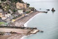 VIETRI SUL MARE, ITALY - November 20, 2019 Panoramic view of a coastal village during winter Royalty Free Stock Photo