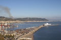 VIETRI SUL MARE, ITALY - 12 October 2019 view of the city of Salerno from a high point and its port in the foreground Royalty Free Stock Photo