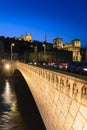 Vieux Lyon by night with a view of Fourviere basilica Royalty Free Stock Photo