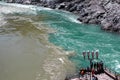 Viev of the confluence of the rivers Bhagirathi and Alaknanda in Devprayag, Uttark