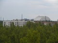 View of the abandoned city of Pripyat, ghost town near the Chernobyl nuclear power plant. Royalty Free Stock Photo