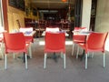 Empty Restaurant with alfresco tables