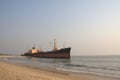 View of abandoned ship in Santiago Beach, Bengo