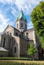 View of the abbey church of St. Ludgerus in Essen-Werden, North Rhine-Westphalia, Germany Royalty Free Stock Photo