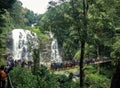 View of Abbey Falls with people flocking the hanging bridge Royalty Free Stock Photo