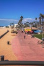 View from above along boardwalk at Huntington Beach California