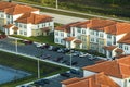 View from above of apartment residential condos in Florida suburban area. American condominiums as example of real Royalty Free Stock Photo