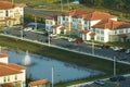 View from above of apartment residential condos in Florida suburban area. American condominiums as example of real Royalty Free Stock Photo