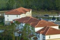 View from above of apartment residential condos in Florida suburban area. American condominiums as example of real Royalty Free Stock Photo