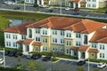 View from above of apartment residential condos in Florida suburban area. American condominiums as example of real Royalty Free Stock Photo