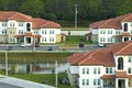 View from above of apartment residential condos in Florida suburban area. American condominiums as example of real Royalty Free Stock Photo