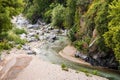 Basalt rocks and pristine water of Alcantara gorges in Sicily, Italy