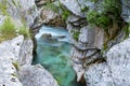 View from above of a beautiful blurred soca river Royalty Free Stock Photo