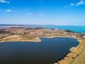 View from above of BelsÃâ-tÃÂ³ lake and Balaton lake Royalty Free Stock Photo