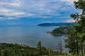 View above big beautiful lake, Baikal lake, Russia. Royalty Free Stock Photo