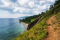 View above big beautiful lake, Baikal lake, Russia Royalty Free Stock Photo