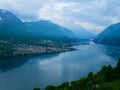 View above big beautiful lake, Como lake. Italy