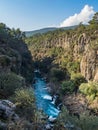 View from above of the blue mountain river and Koprulu Canyon in Turkey.