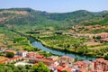 View from above on Bosa and river Temo in Sardinia, Italy.