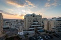 A view from above of buildings inside a residential neighborhood in Kiryat Safar