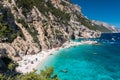 View from above of Cala Mariolu, a bay in the gulf of Orosei, in eastern Sardinia Royalty Free Stock Photo