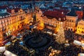 View from above on Christmas market in Prague.