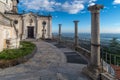 View from above of clouds and green in Sacro Monte of Varese Lombardy, Italy Royalty Free Stock Photo