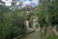 View from above of clouds and green in Sacro Monte of Varese Lombardy, Italy Royalty Free Stock Photo