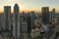 View from above of concrete and glass skyscraper buildings in downtown district of Miami Brickell in Florida, USA at Royalty Free Stock Photo