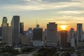 View from above of concrete and glass skyscraper buildings in downtown district of Miami Brickell in Florida, USA at Royalty Free Stock Photo