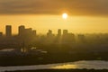 View from above of contemporary high skyscraper buildings in downtown district of Tampa city in Florida, USA at sunset Royalty Free Stock Photo