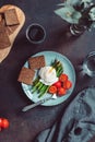 View from above on dinner for one Royalty Free Stock Photo