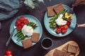 View from above on dinner for two people Royalty Free Stock Photo