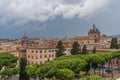 View above downtown of Rome, Italy. Beautiful city view beafore rain