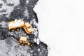 View from above of Excavator and Truck Models Removing Snow from Roadways Royalty Free Stock Photo