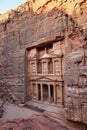 View from above of famous al-khazneh  facade in Petra Royalty Free Stock Photo