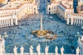 View from above on the famous St. Peter`s Square, Piazza San Pietro is a large plaza located directly in front of St. Peter`s Royalty Free Stock Photo