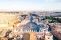 View from above on the famous St. Peter`s Square, Piazza San Pietro is a large plaza located directly in front of St. Peter`s Royalty Free Stock Photo