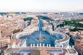 View from above on the famous St. Peter`s Square, Piazza San Pietro is a large plaza located directly in front of St. Peter`s Royalty Free Stock Photo