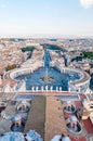 View from above on the famous St. Peter`s Square, Piazza San Pietro is a large plaza located directly in front of St. Peter`s Royalty Free Stock Photo