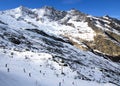 View from above on Felskinn snow sports routes near Saas-Fee